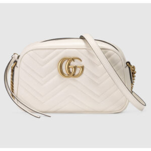 Gucci White Leather GG Marmont Mini Shoulder Bag