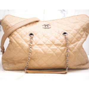Chanel Beige Caviar Quilted Large French Riviera Fold Tote
