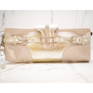 Jimmy Choo Silver Satin Evening Clutch