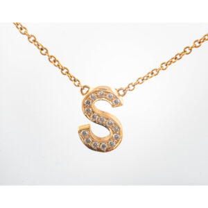 Tiffany & Co 18K Diamond Alphabet Letter 'S' Pendant Necklace