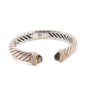 David Yurman Sterling Silver 925 & 18K .80ct Diamond & Citrine Waverly Bracelet