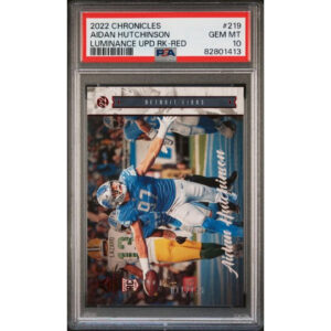 2022 Panini Chronicles Luminance Aidan Hutchinson Red /199 PSA 10