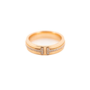 Tiffany & Co 18K Rose Gold .73ct Diamond T Ring