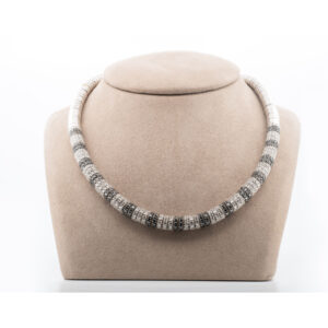 18K White Gold Black & White Pave Diamond Necklace
