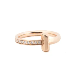 18k Rose Gold Tiffany and Co T1 Ring with .08ct in Diamonds