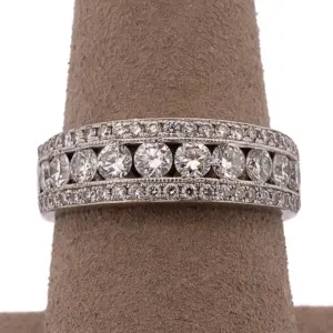 14k White Gold 1.35ct Diamond Three Row Band