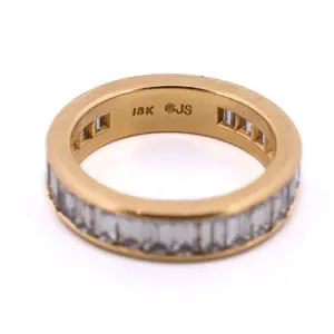 18K Yellow Gold 3.0 CTTW Emerald Natural Diamond Eternity Band