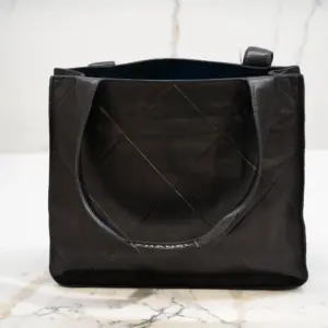 Chanel Vintage Black Quilted Leather Tote