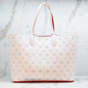 Christian Louboutin White Leather Perforated Large Cabata Tote