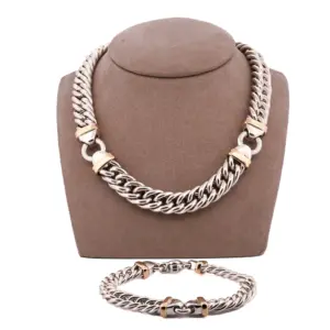 Tiffany and Co Sterling and 18k Gold Necklace and Bracelet Set