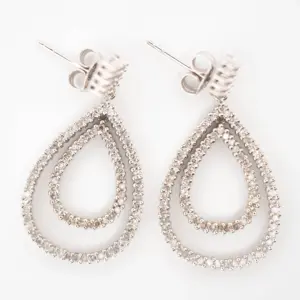 14K White Gold 2.00Ct Diamond  Loop Earrings