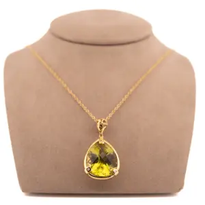 18K Yellow Gold Roberto Coin Lemon Quartz & Diamond Mauresque Enhancer Necklace