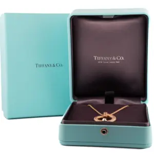 18k Rose Gold Tiffany and Co T1 Circle Pendant with Pavé Diamonds
