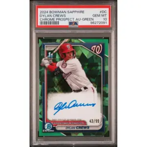 2024 Dylan Crews Sapphire Chrome Prospect AU-Green /99 PSA 10