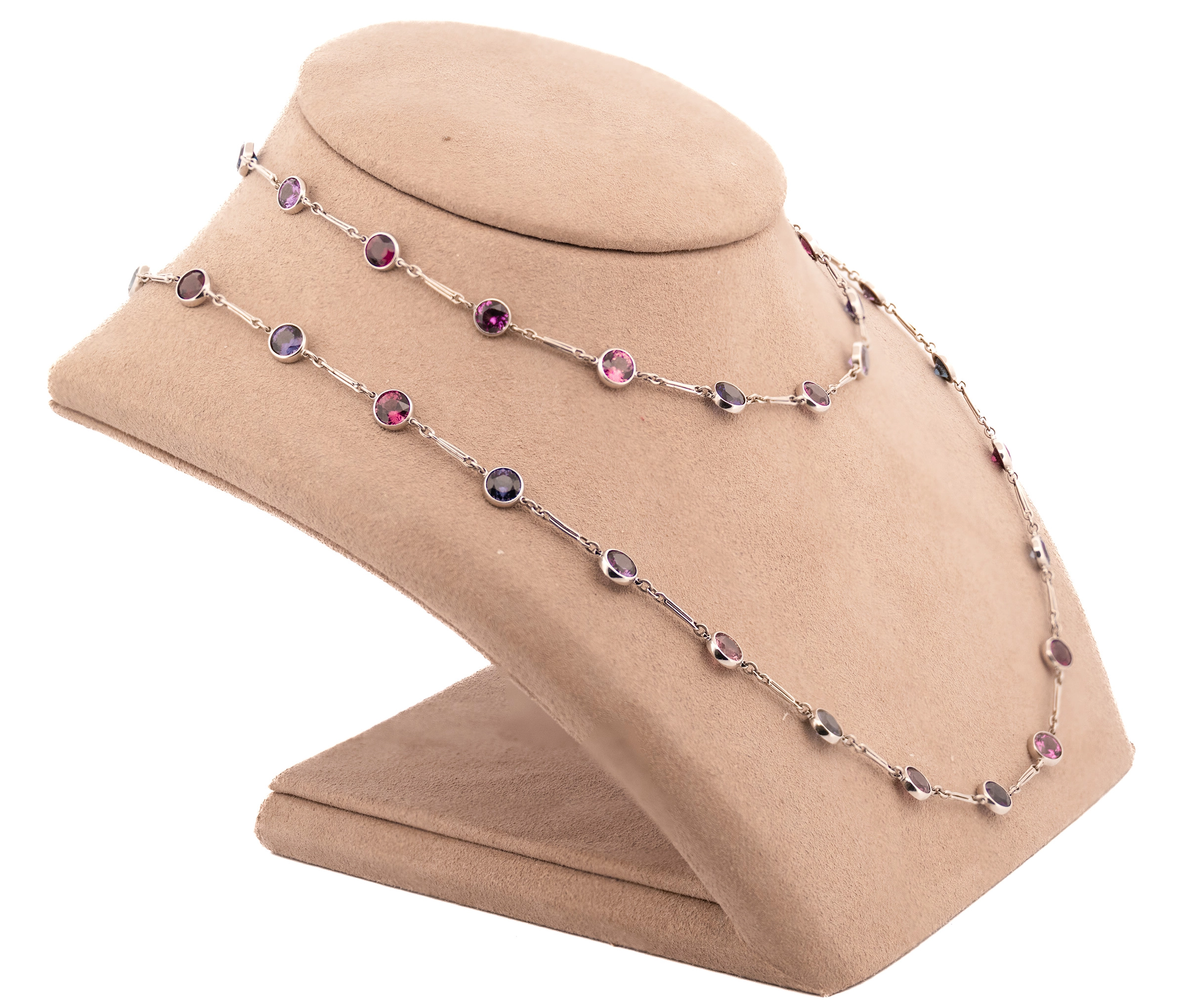 Platnium 23.75 Ct Natrual & Lab Created Multi Color Spinel Necklace - Image 2