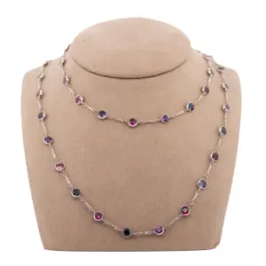 Platnium 23.75 Ct Natrual & Lab Created Multi Color Spinel Necklace
