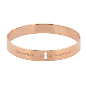 Tiffany & Co. 18k Gold Diamond Keyhole Lock Bangle