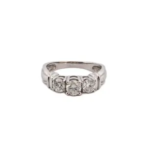 14K White Gold .88ct Diamond Trinity Engagement Ring