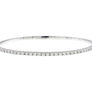 14K White Gold Danwak 1.56Ct Diamond Flexible Bangle Bracelet