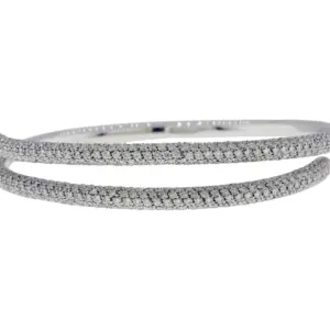 18K White Gold Preziosismi 5.86Ct Diamond Pave Bypass Style Bangle Bracelet