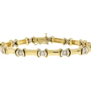 14K Yellow & White Gold Bar Link 1.21 cttw. Diamond Bracelet