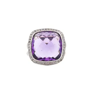 David Yurman Albion Amethyst and Diamond Ring 15mm