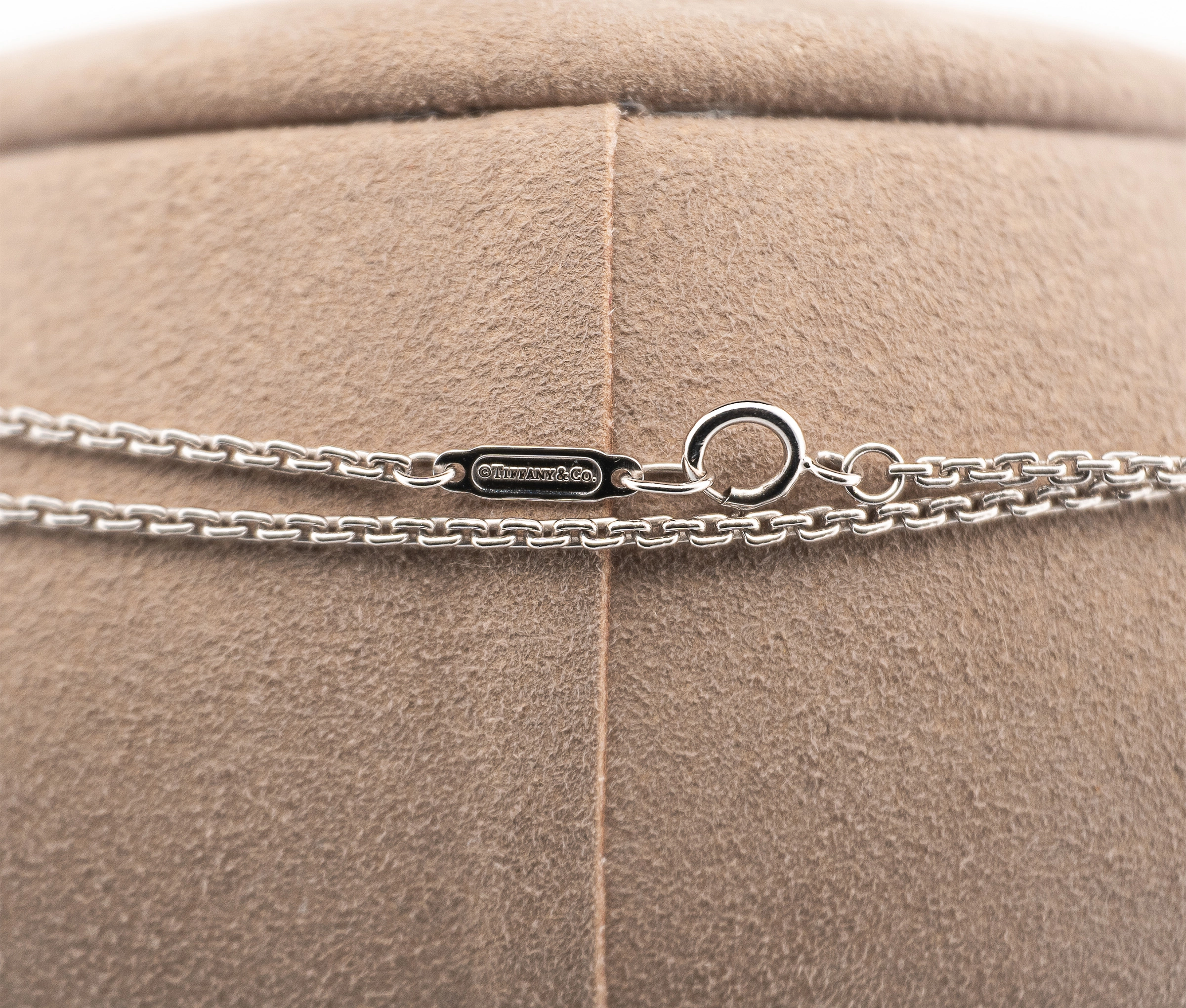 Tiffany and Co 18K White Gold T Diamond and Turquoise Necklace - Image 5