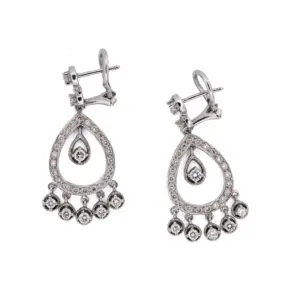 14K White Gold 1.73ct Diamond Leverback Chandelier Earrings