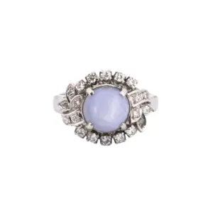 14K White Gold 5.33ct Natural Star Sapphire & 0.40 cttw. Diamond Ring