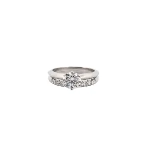 Tiffany and Co. Platinum 1.13ct H VS1 Diamond Ring and Band Engagement Set