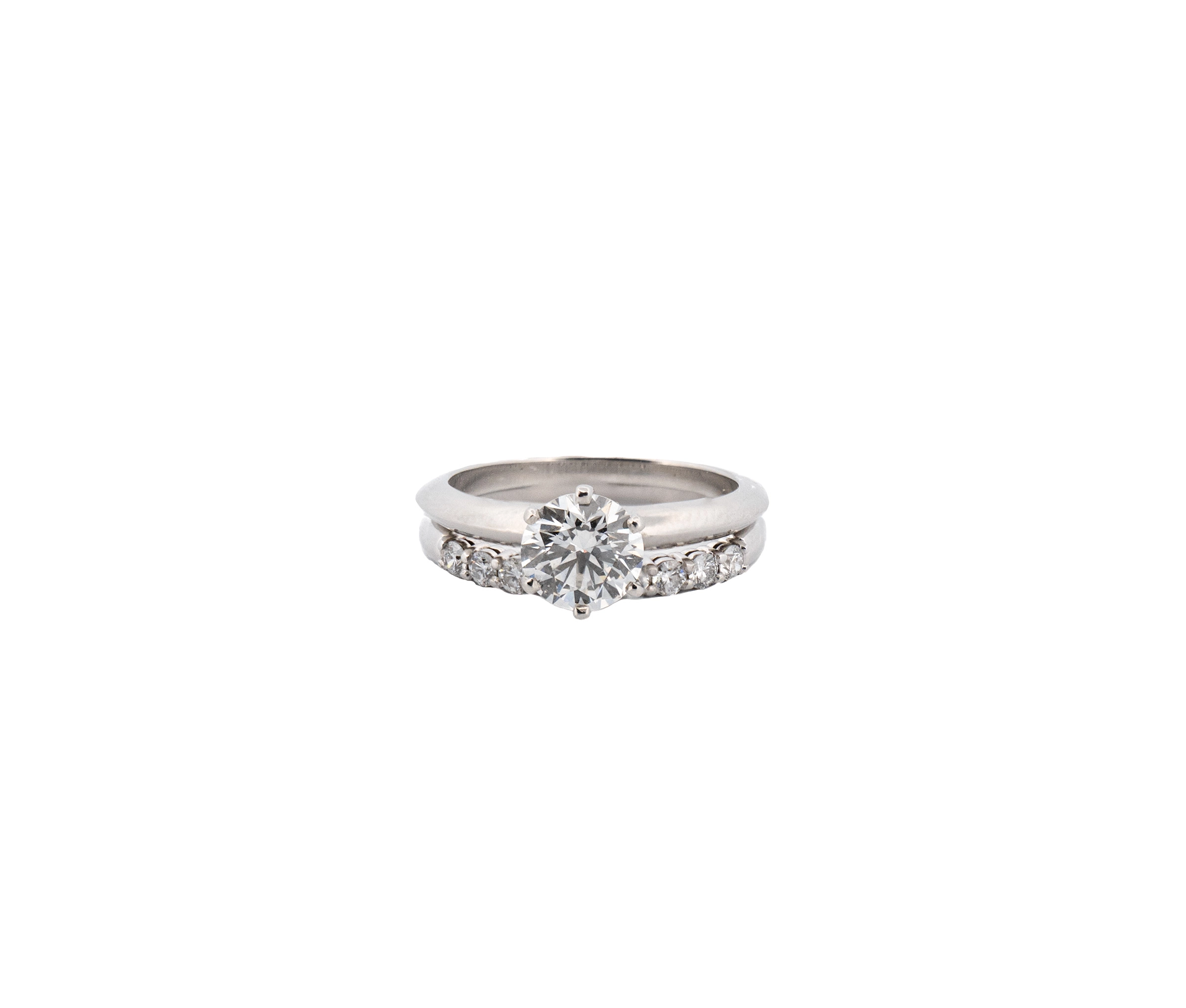 Tiffany and Co. Platinum 1.13ct H VS1 Diamond Ring and Band Engagement Set