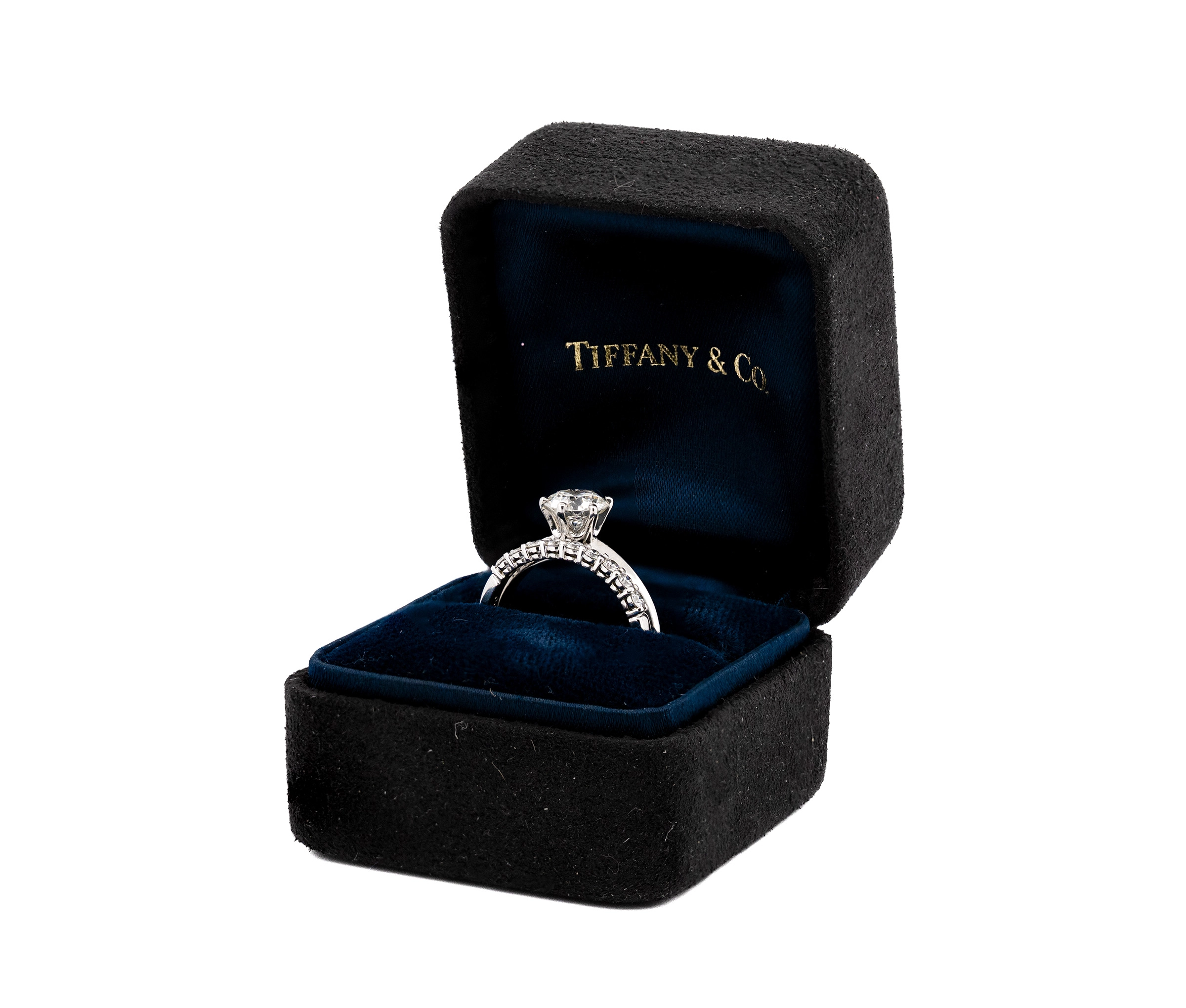 Tiffany and Co. Platinum 1.13ct H VS1 Diamond Ring and Band Engagement Set - Image 5