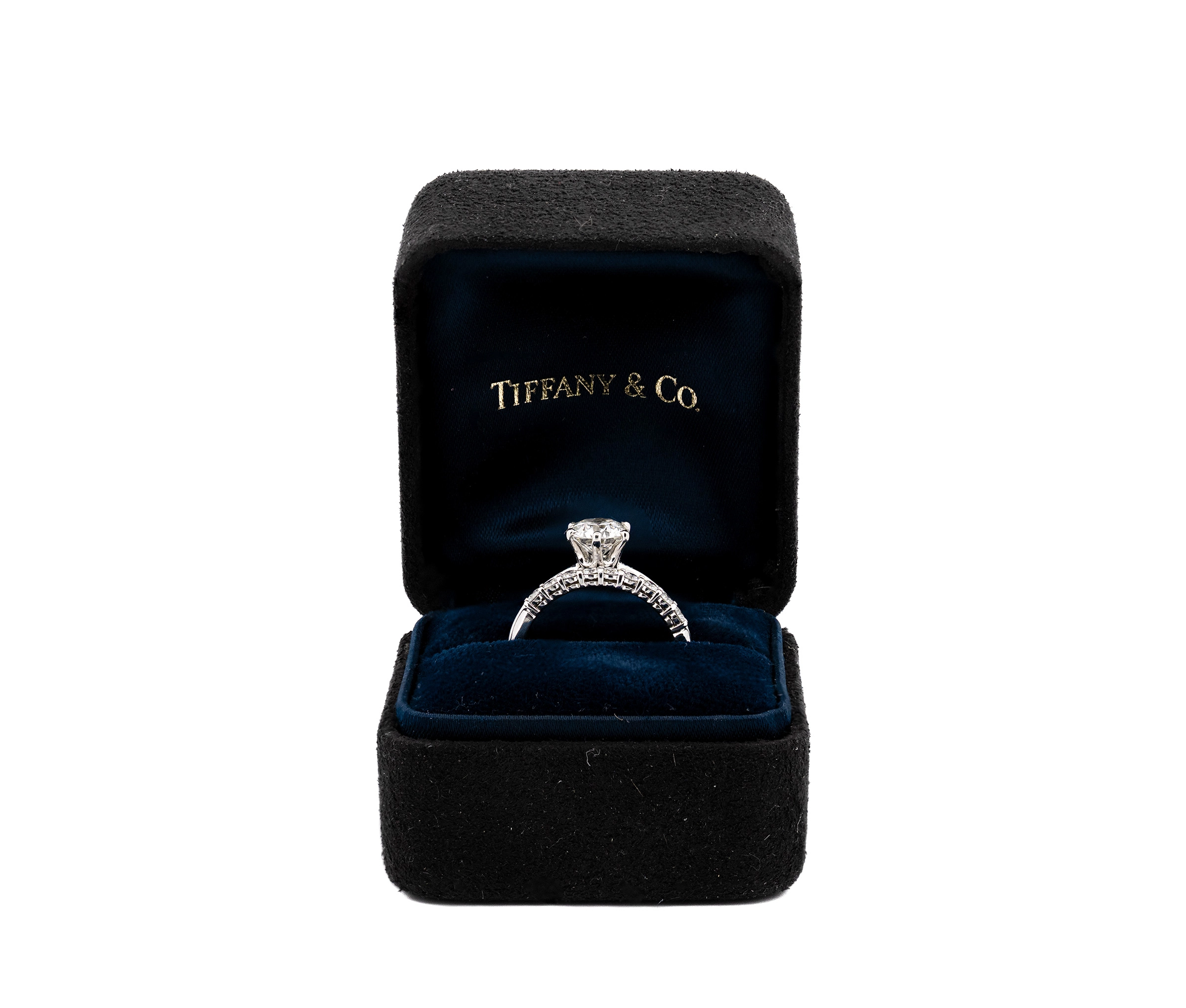 Tiffany and Co. Platinum 1.13ct H VS1 Diamond Ring and Band Engagement Set - Image 2
