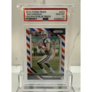 2018 Panini Prizm Sam Darnold Red, White, and Blue Prizm PSA 10