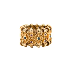 18K Yellow Gold Ruby and Sapphire Flex Ring
