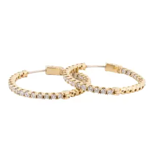 14K Yellow Gold 3.00Ct Inside-out Diamond Hoop Earrings