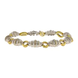18K White & Yellow Gold Two-Tone Baguette Cut Diamond Bracelet