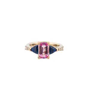 14KT Yellow & Rose Gold 2.69 CTTW Natural Sapphire & .10 CTTW Diamond Ring