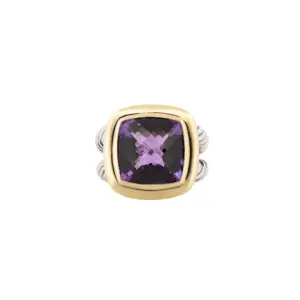 David Yurman Albion 15mm Amethyst Ring In Sterling Silver & 18K Yellow Gold