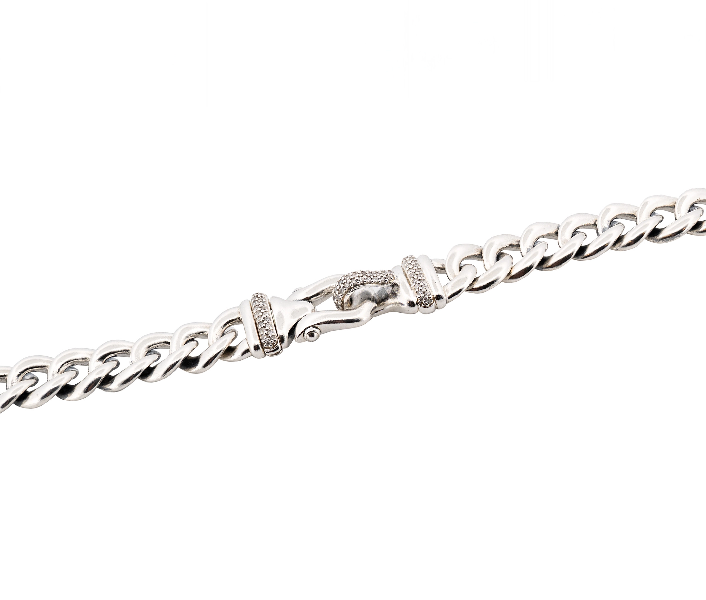 David Yurman Sterling Silver Diamond Buckle Necklace 34in. - Image 2