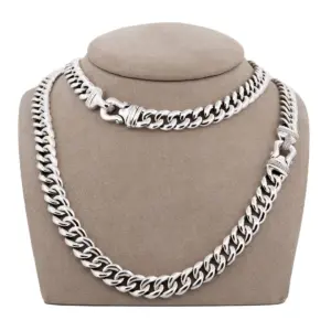 David Yurman Sterling Silver Diamond Buckle Necklace 34in.