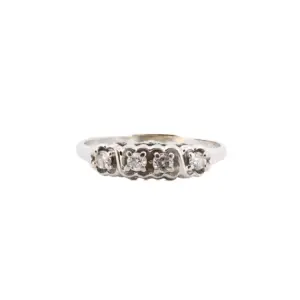 14KT White Gold 0.21 CTTW Brilliant Cut Diamond Vintage Style Engagement Ring