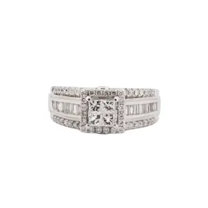 14K White Gold 1.02 CTTW Princess Cut Diamond Engagement Ring