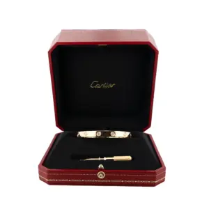 Cartier 18K Yellow Gold 10 Diamond Love Bracelet Size 17