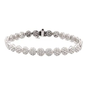 14K White Gold Diamond Cluster Style Tennis Bracelet