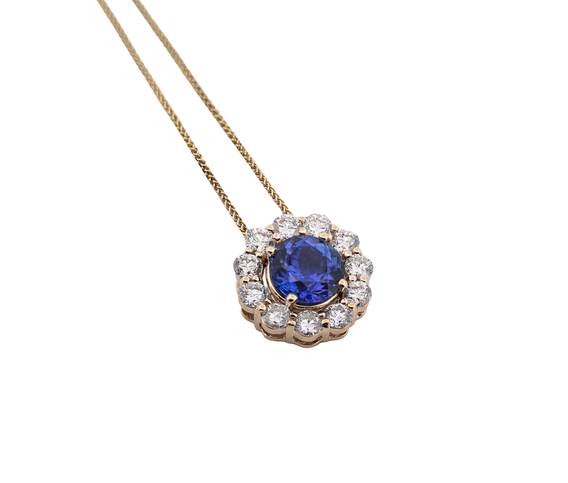 14K Yellow Gold Tanzanite and 2.20Ct Diamond Necklace - Image 3