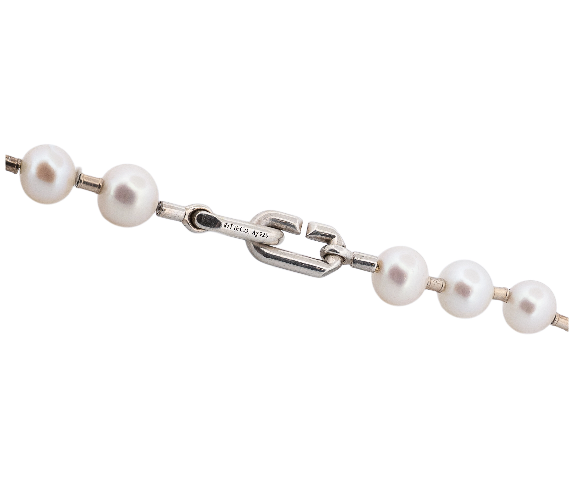 Tiffany and Co Tiffany HardWear Pearl Lock Necklace in Sterling Silver - Image 4