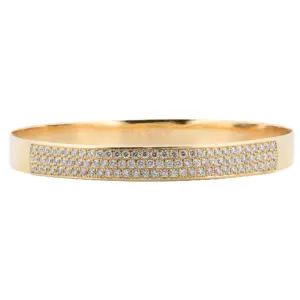 18K Yellow Gold 1.80Ct Round Brilliant Diamond Bangle Bracelet