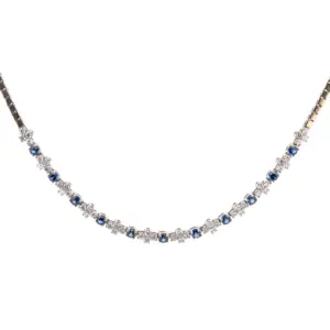 18K White Gold Sapphire & Diamond Necklace