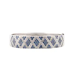 14K White Gold Sapphire & Diamond Bracelet